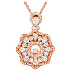 Chopard Diamond 18K Rose Gold Circular Pendant Necklace