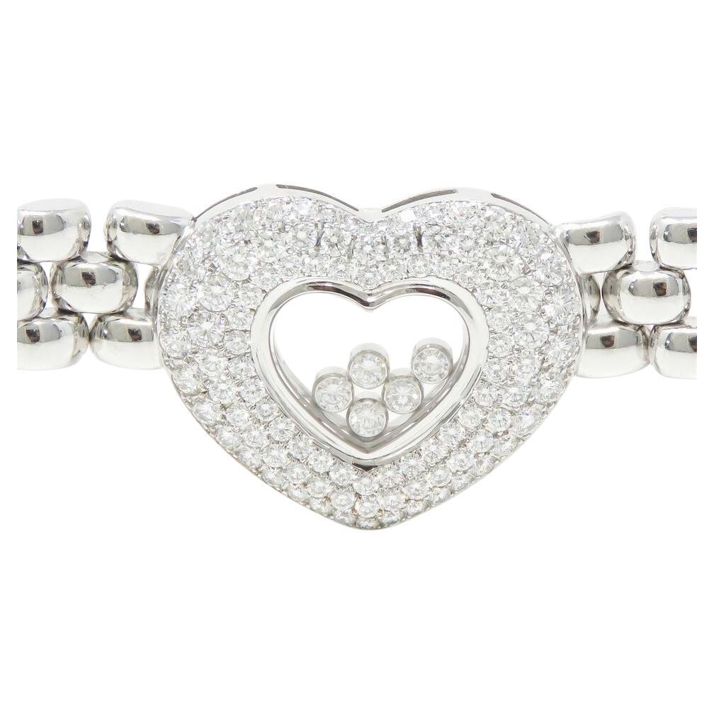 Round Cut Chopard Diamond 18K White Gold Choker Necklace For Sale