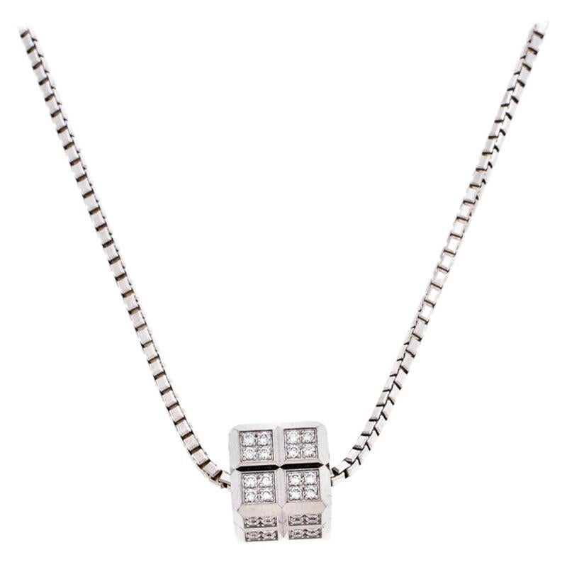 Chopard Diamond 18K White Gold Ice Cube Pendant Necklace