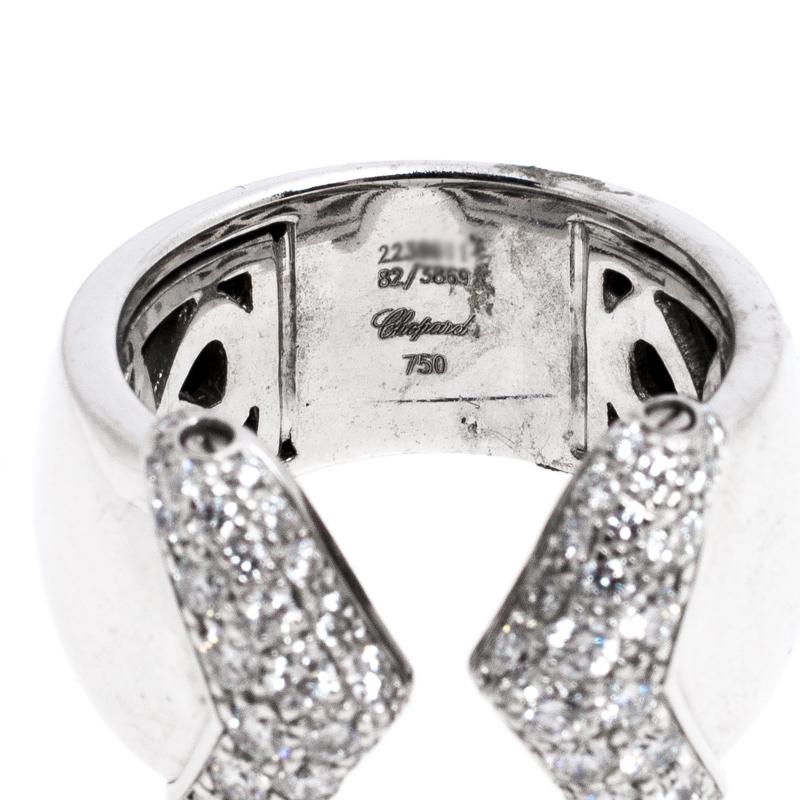 Chopard Diamond 18k White Gold Ring Size 54.5 In Good Condition In Dubai, Al Qouz 2