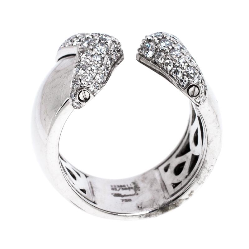 Women's Chopard Diamond 18k White Gold Ring Size 54.5