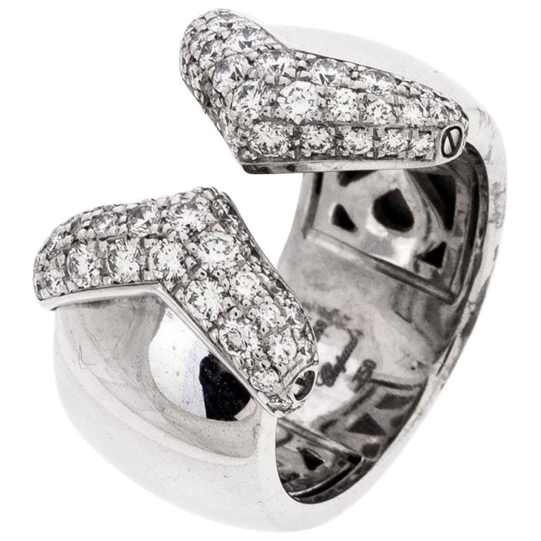 Chopard Diamond 18k White Gold Ring Size 54.5