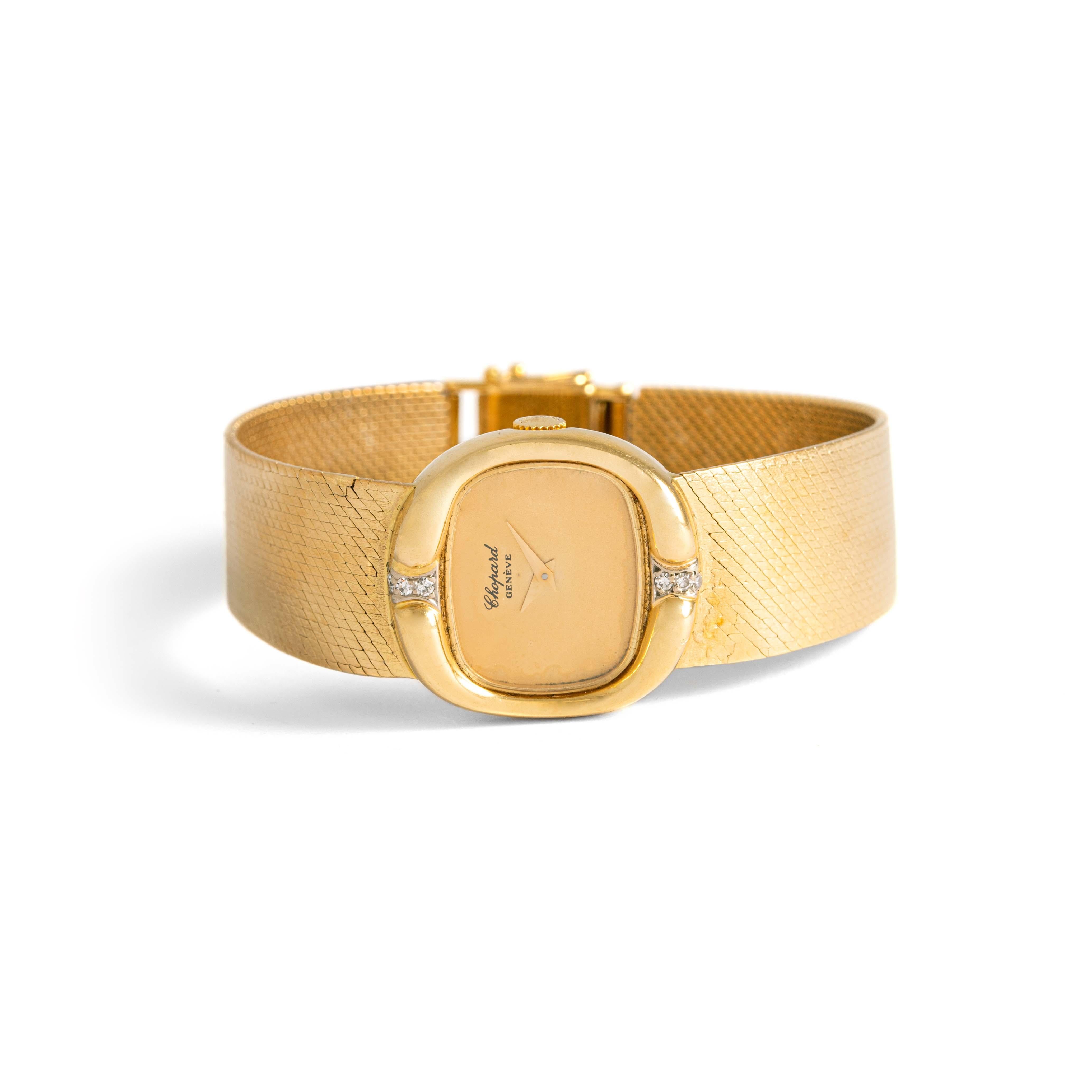 Round Cut Chopard Diamond 18k Yellow Gold Wristwatch