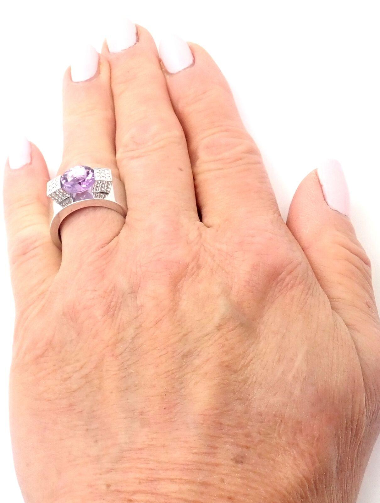 Chopard Diamond Amethyst White Gold Wide Band Ring For Sale 2