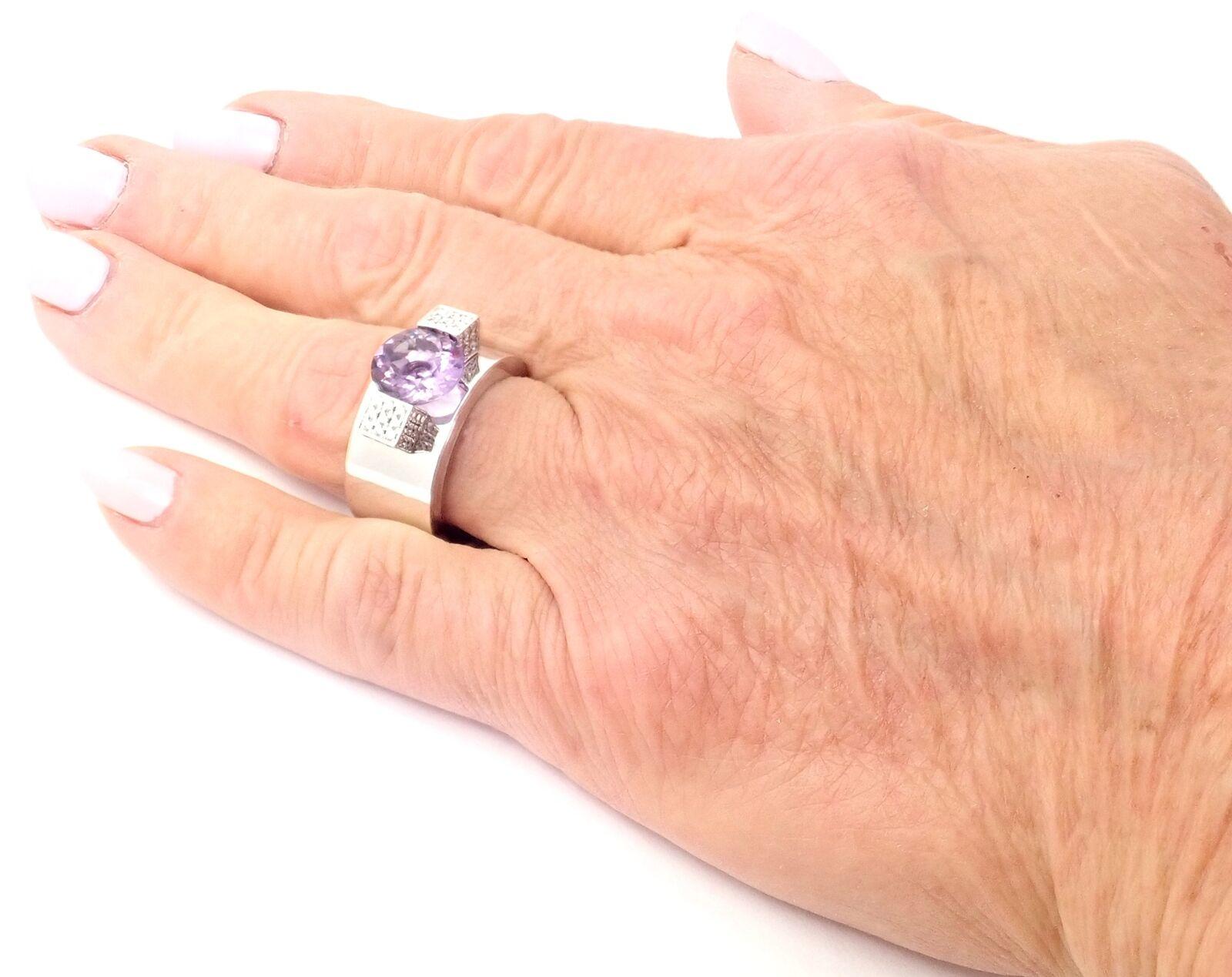Chopard Diamond Amethyst White Gold Wide Band Ring For Sale 3