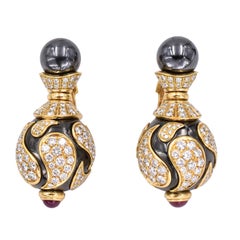 Boucles d'oreilles Chopard en diamant et hématite