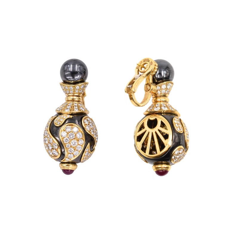 Chopard Diamond and Hematite Earrings For Sale 2