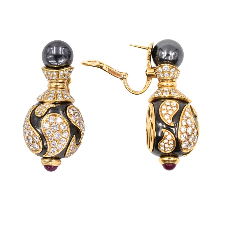 Chopard Diamond and Hematite Earrings For Sale 3