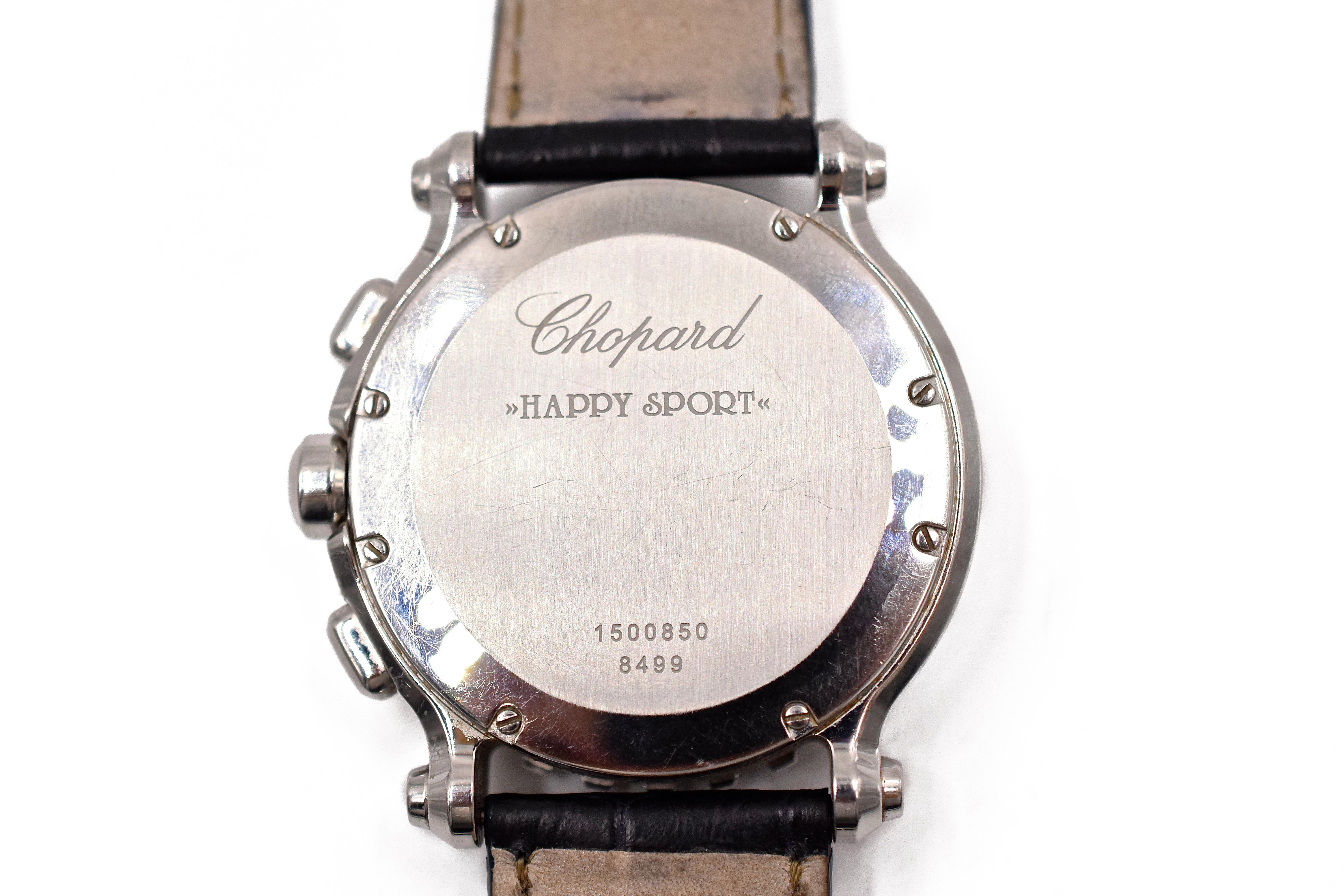 Chopard, montre-bracelet chronographe Happy Sport en diamants et nacre en vente 3