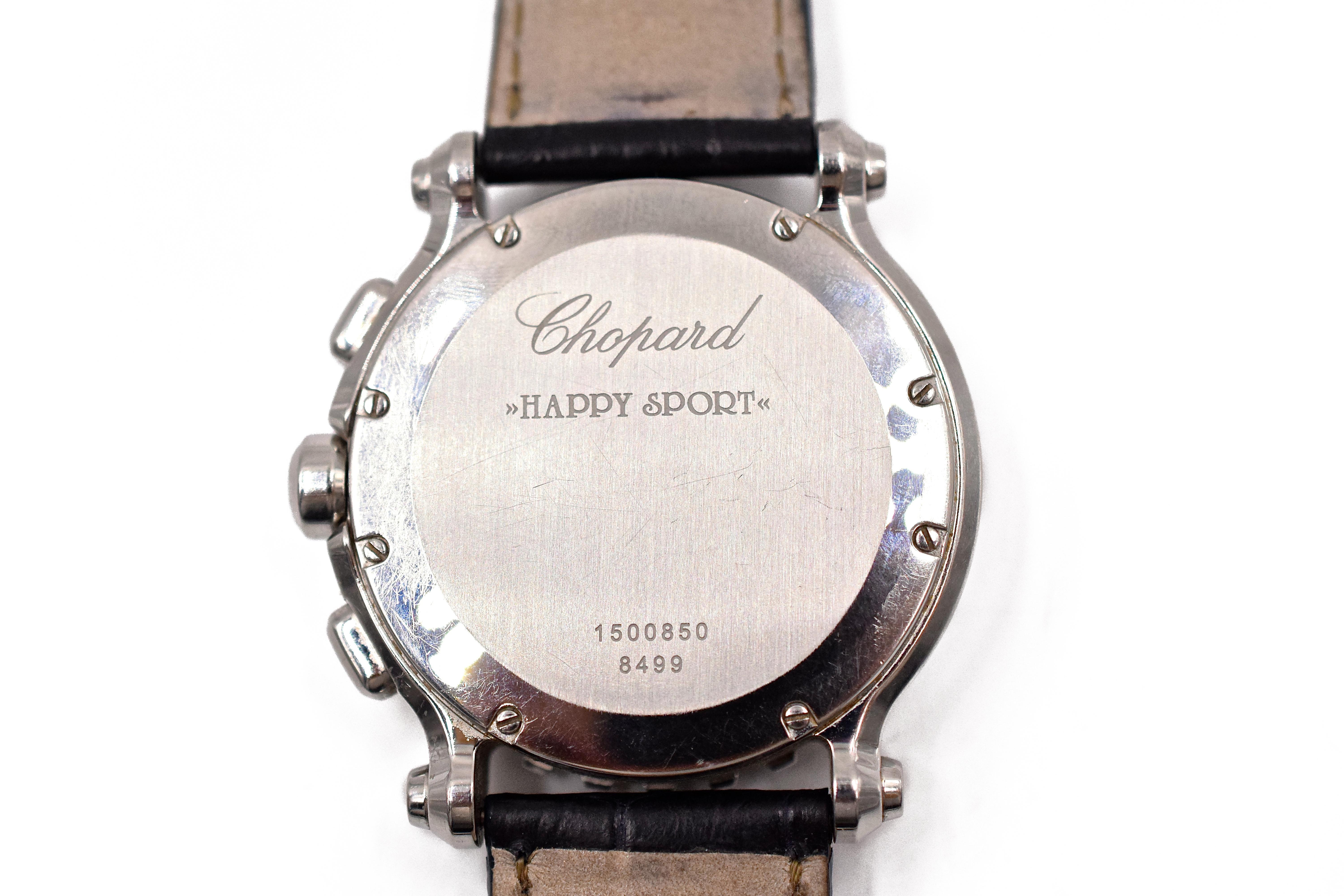 Chopard Diamond and Mother of Pearl 'Happy Sport' Chronograph Wristwatch For Sale 2