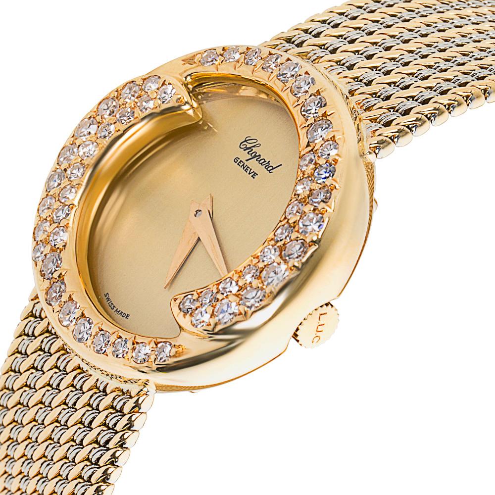 
Chopard Diamond Bezel S-10-2867 Ladies Watch in 18K Yellow Gold

Condition: Features: Unique Diamond Bezel. Recently serviced & refinished by a certified watchmaker. In excellent condition. Slight wear on case back. Photos of actual item.

SKU: