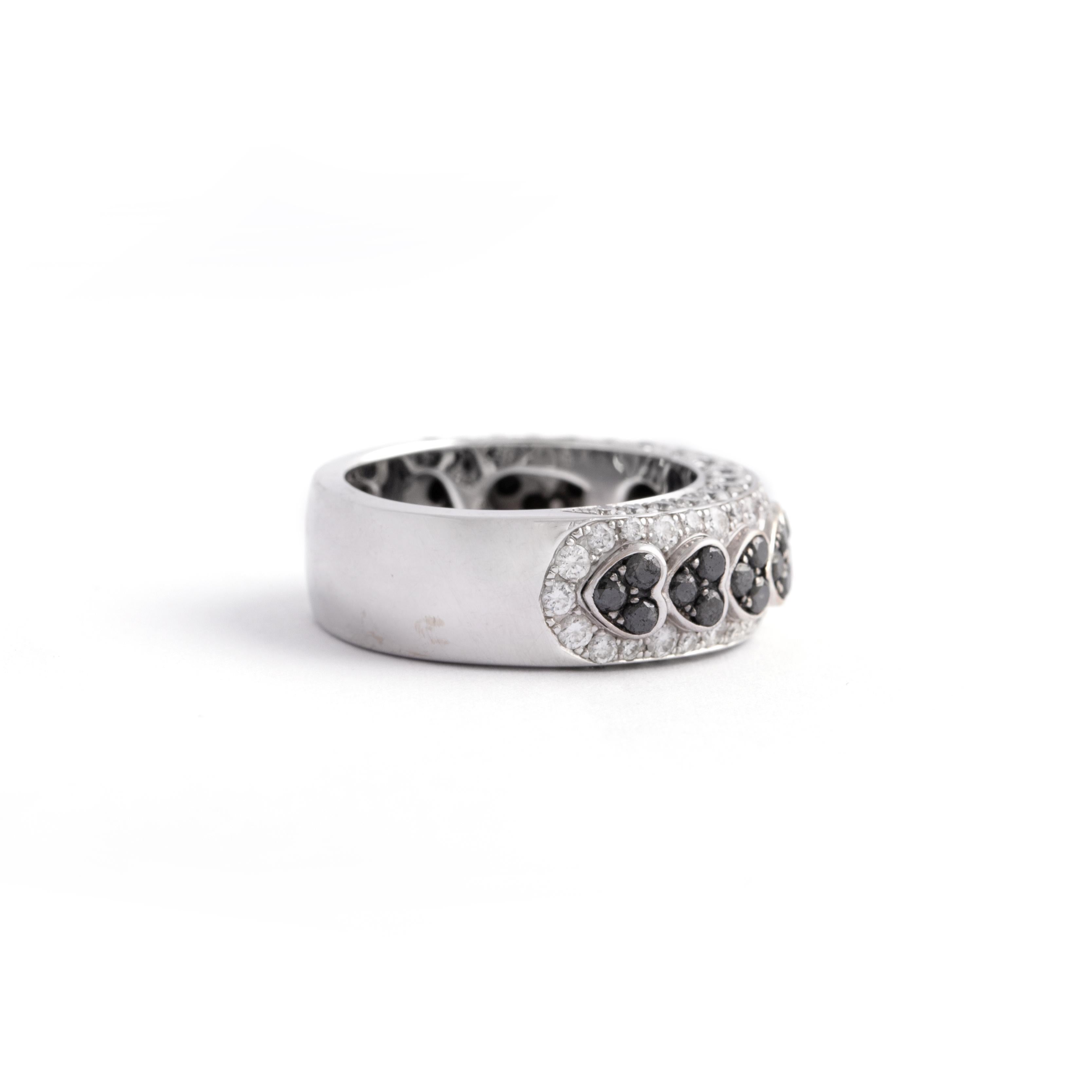 18 Karat Ring mit Diamant in Schwarz und Weiß auf Weißgold von Chopard für Damen oder Herren im Angebot
