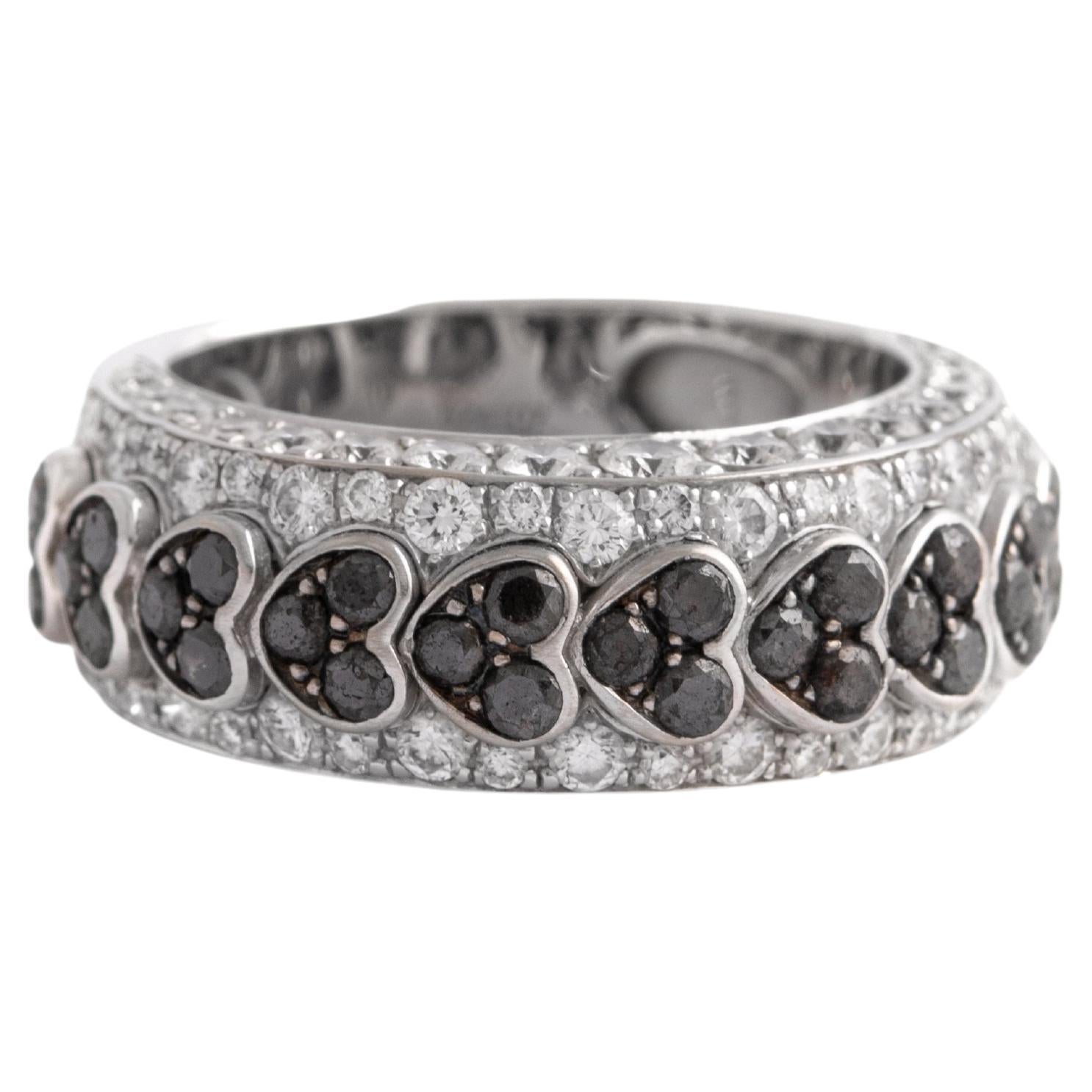Chopard Diamond Black and White on White Gold 18K Ring For Sale
