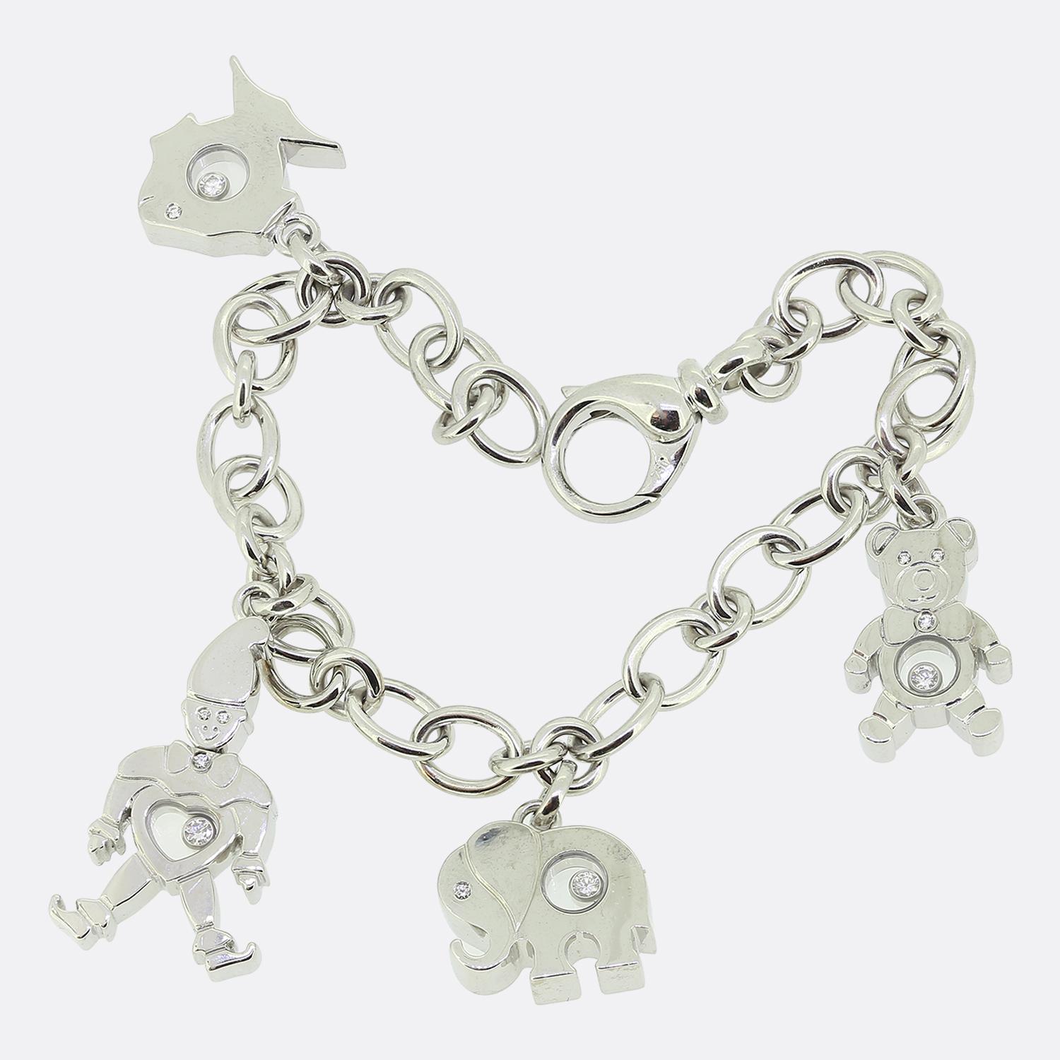 Chopard Diamond Charm Bracelet 18ct White Gold  In Excellent Condition In London, GB