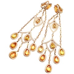 Chopard Diamond Citrine Chandelier Yellow Gold Drop Earrings