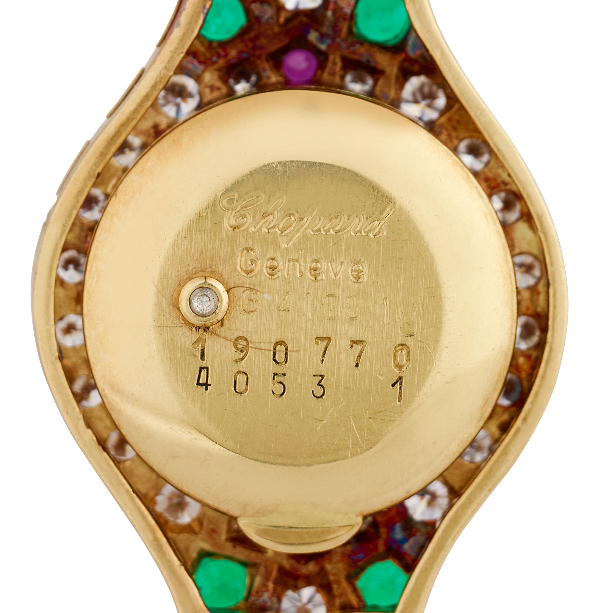 Reloj Chopard de diamantes, esmeraldas, rubíes y zafiros Moderno en venta