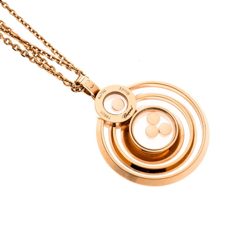 Women's Chopard Diamond Happy 18K Rose Gold Pendant Necklace