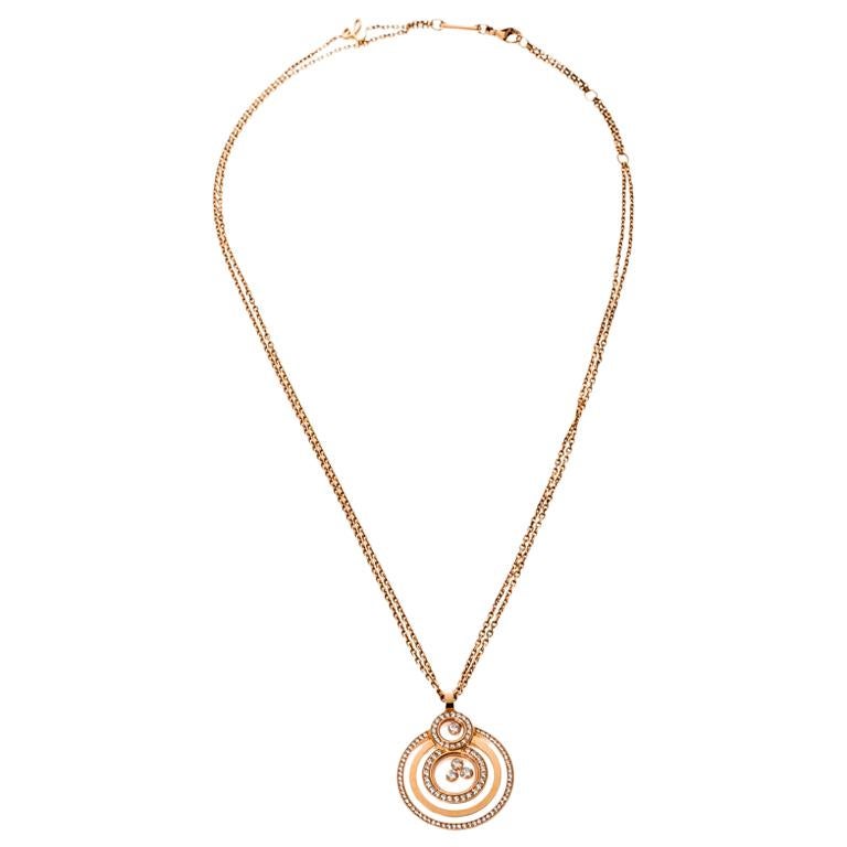 Chopard Diamond Happy 18K Rose Gold Pendant Necklace
