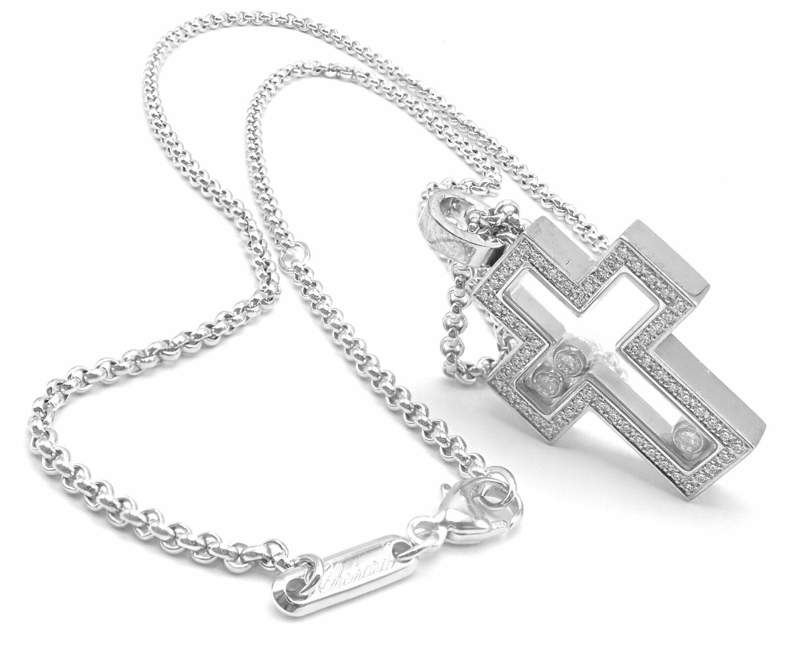 Chopard Diamond Happy Cross White Gold Pendant Necklace 4