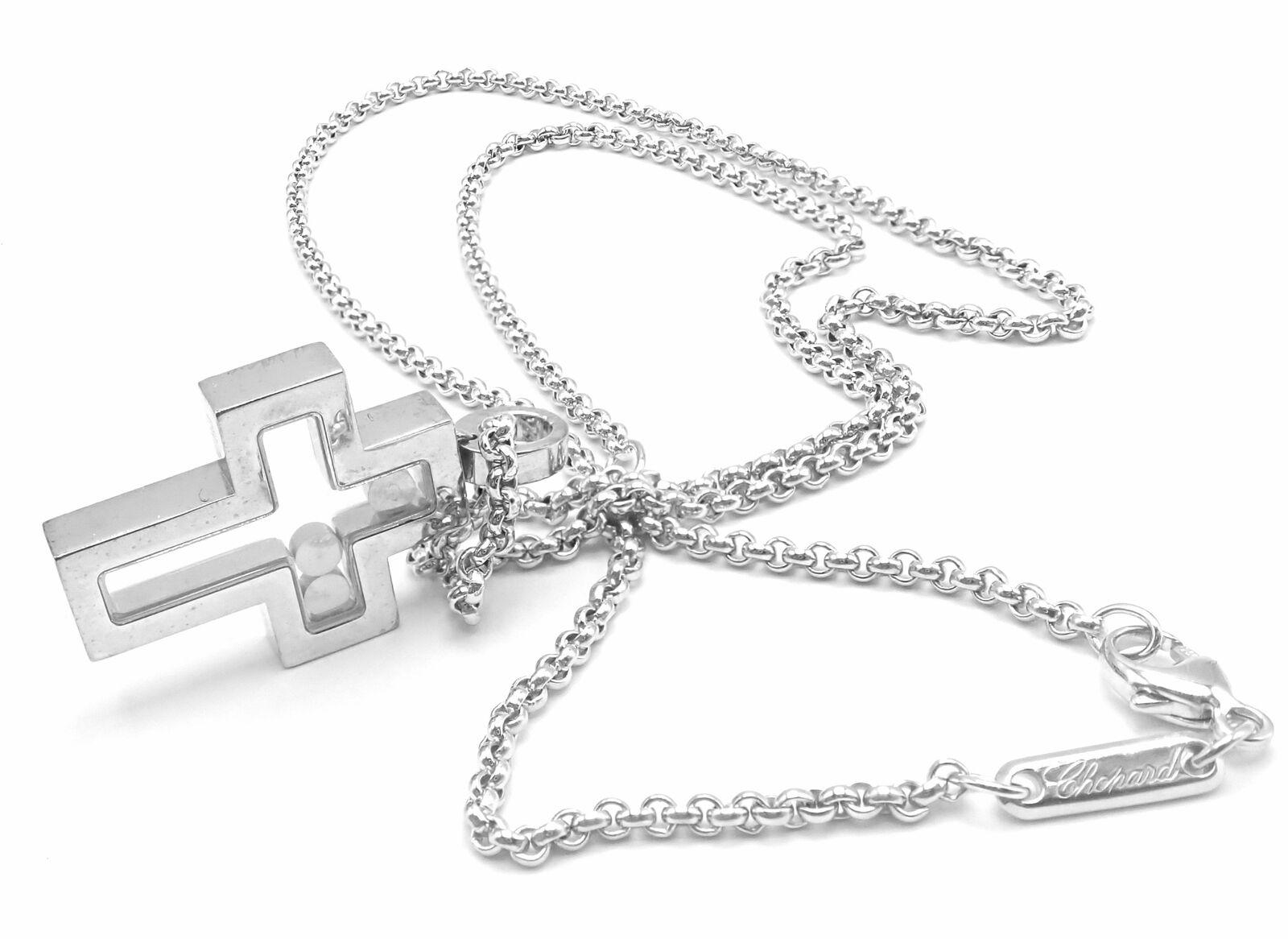 Chopard Diamond Happy Cross White Gold Pendant Necklace 5