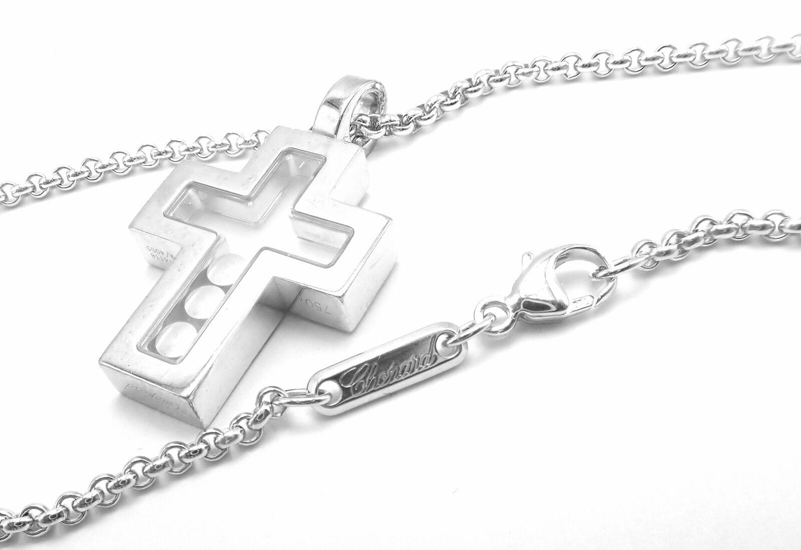 Chopard Diamond Happy Cross White Gold Pendant Necklace 1