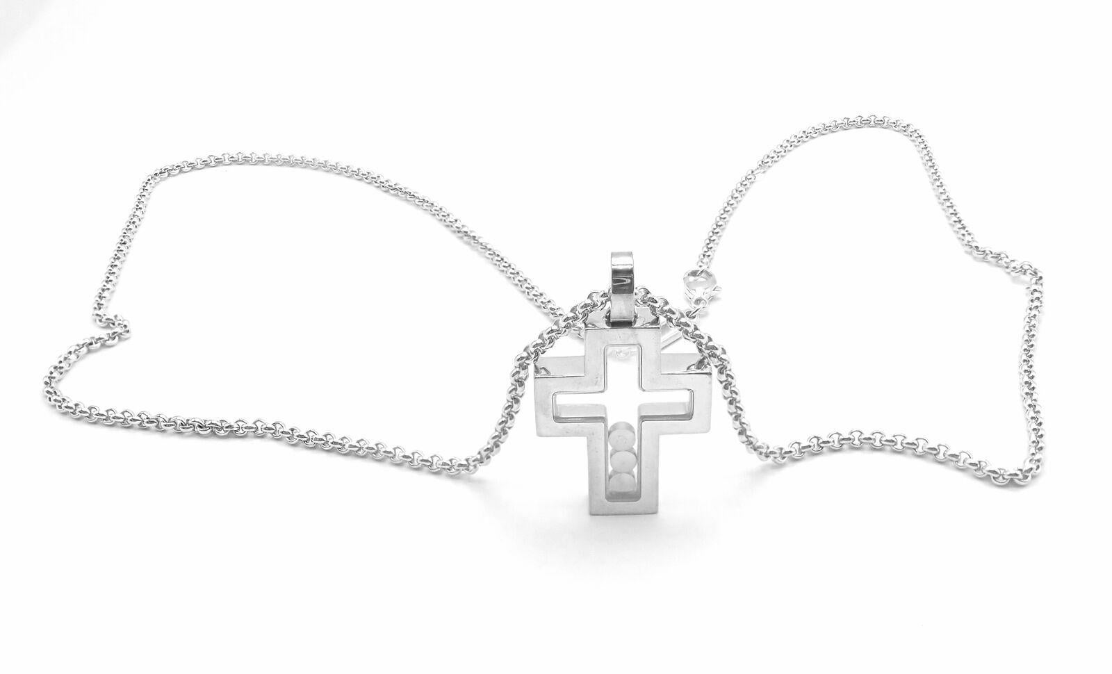 Chopard Diamond Happy Cross White Gold Pendant Necklace 2