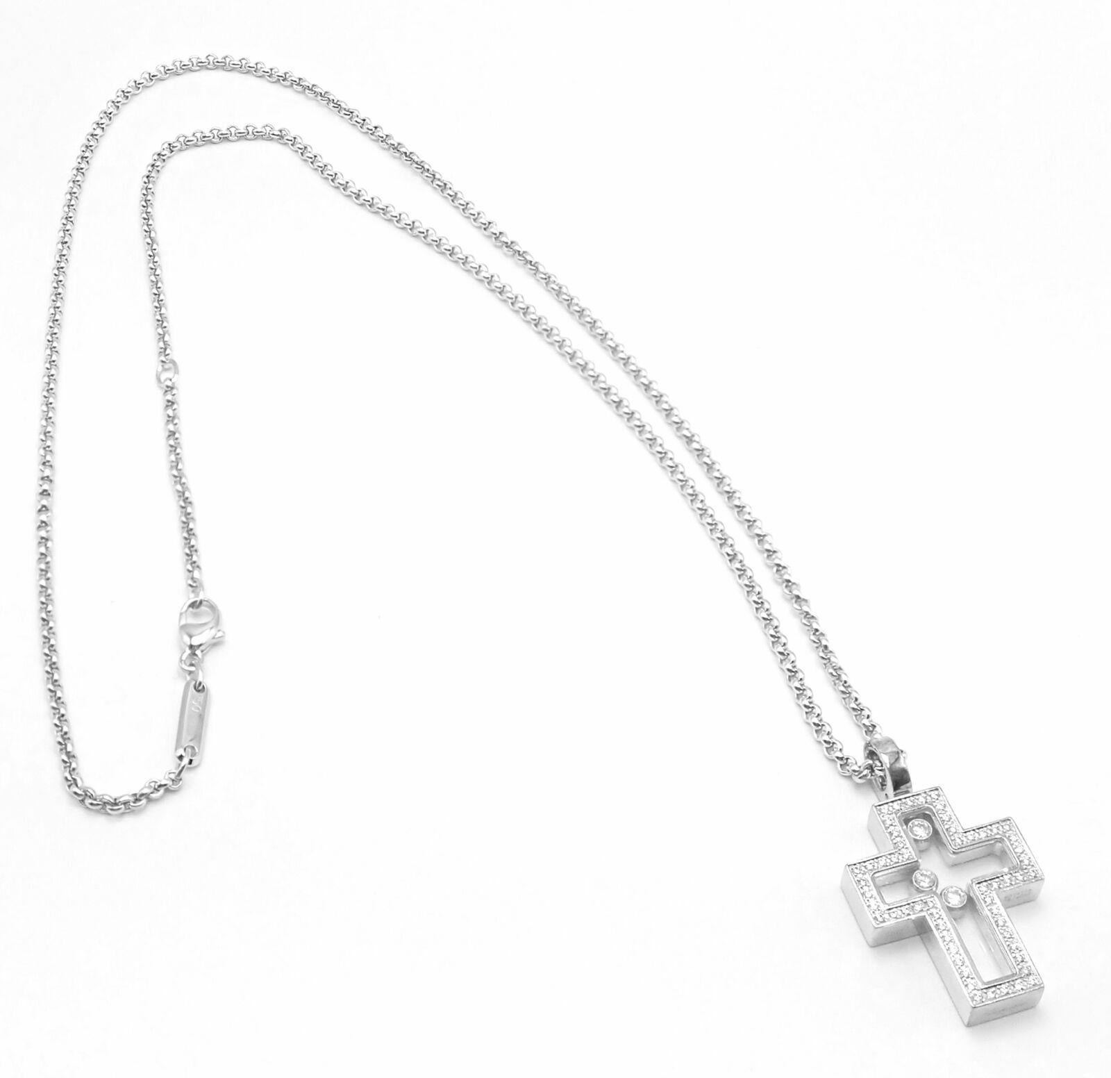 Chopard Diamond Happy Cross White Gold Pendant Necklace 3