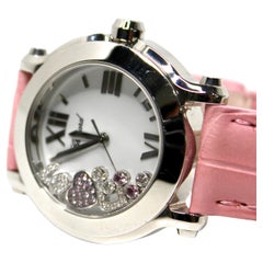 Chopard Diamond Happy Sport Pink Leather 36mm Wrist Watch