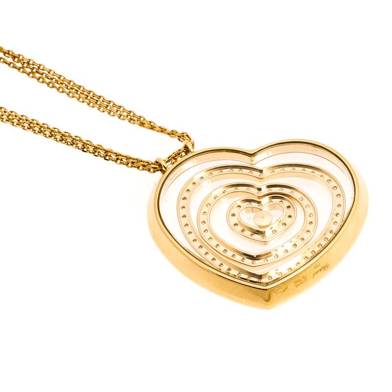 Contemporary Chopard Diamond Heart 18k Yellow Gold Pendant Necklace