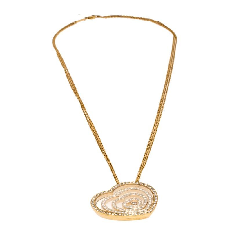 Women's Chopard Diamond Heart 18k Yellow Gold Pendant Necklace