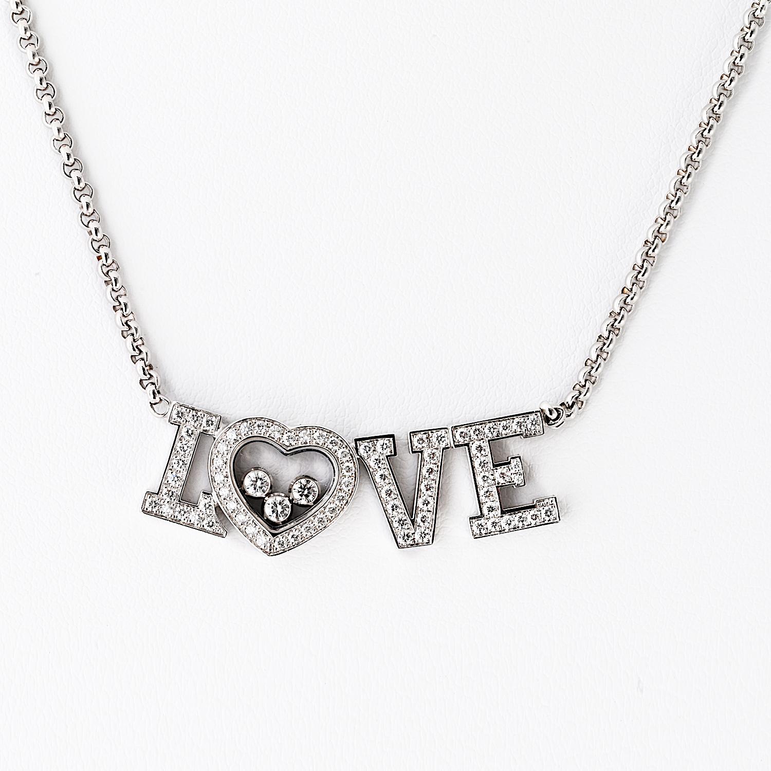 Round Cut Chopard Diamond Love Necklace For Sale