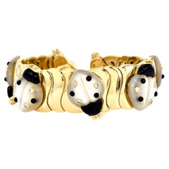 Chopard Diamond Mother of Pearl 18K Gold Ladybug Cuff Bracelet