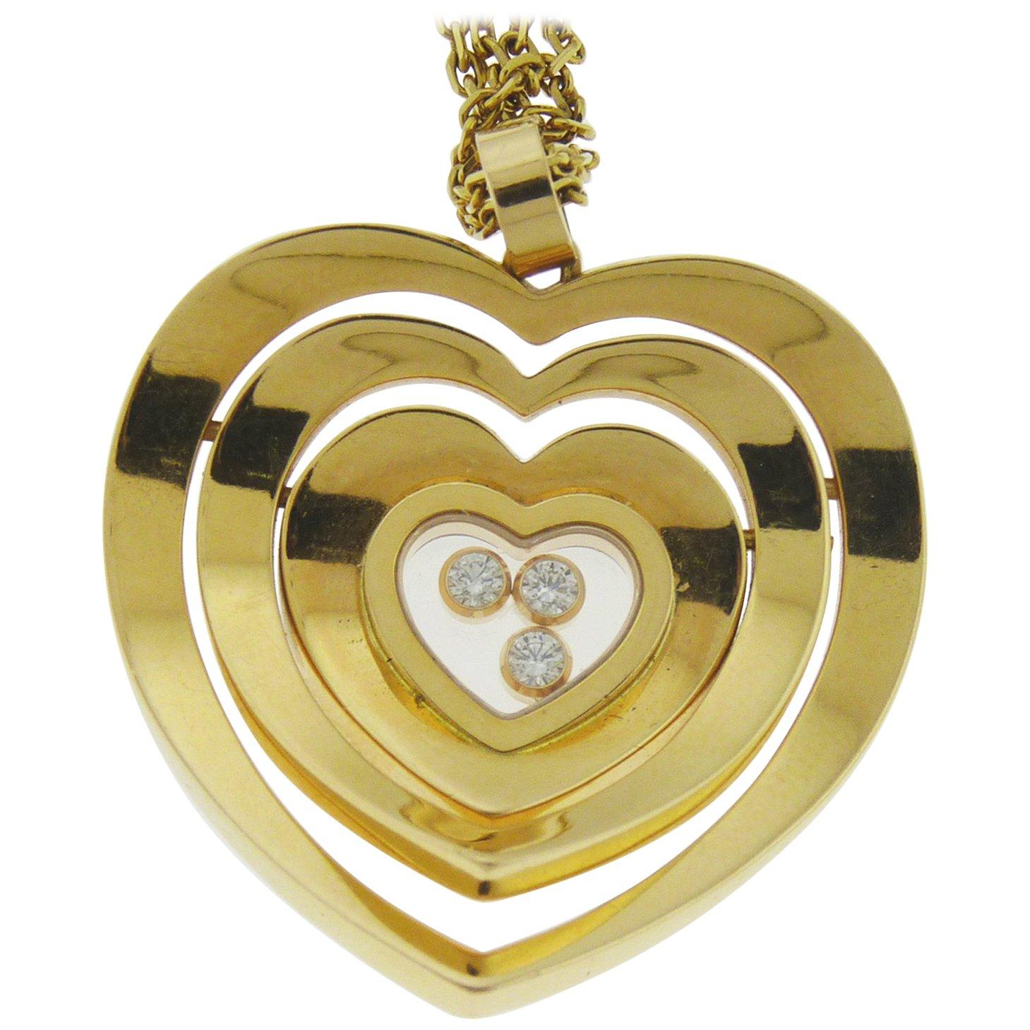 Chopard Diamond Pendant Necklace in 18 Karat Yellow Gold