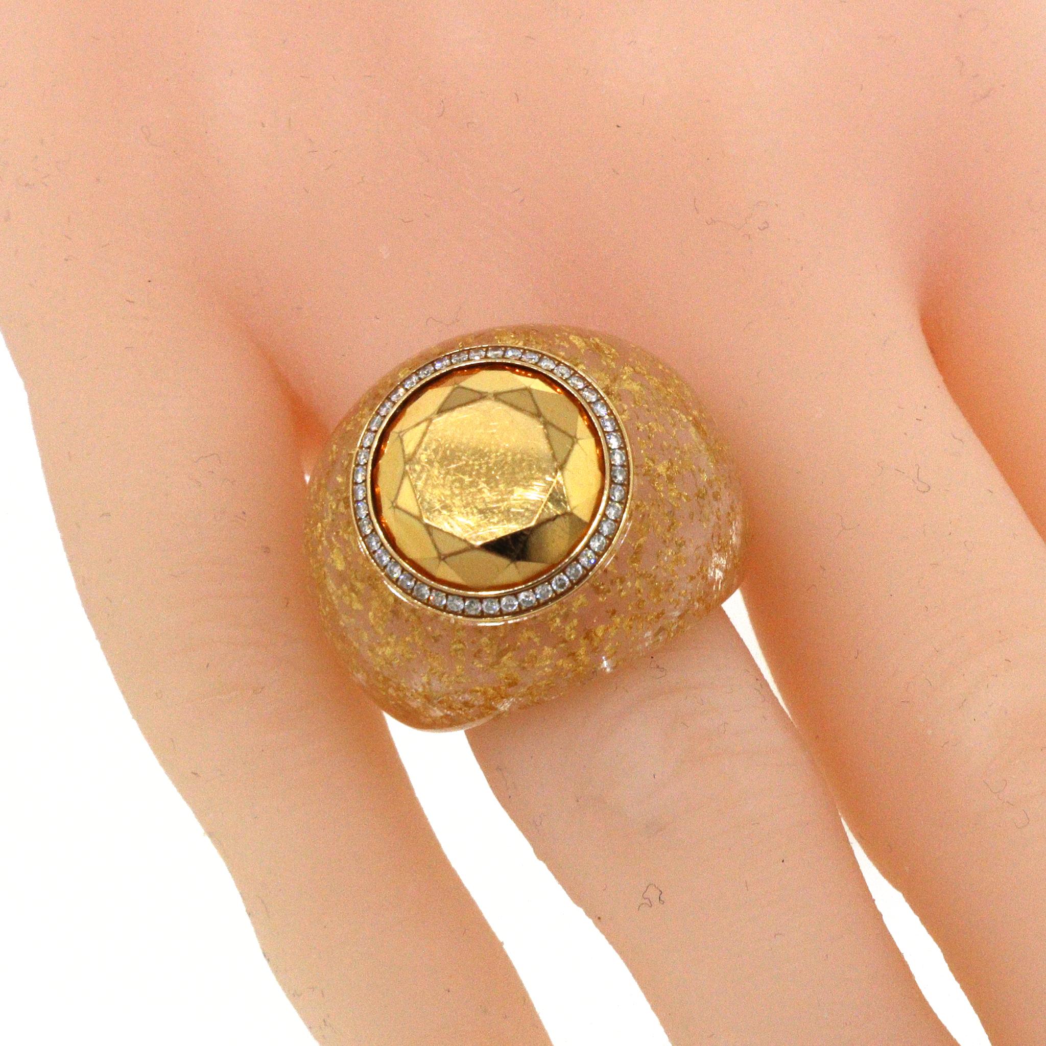 Chopard Diamond Resin Ring - Golden Diamond Collection For Sale 2