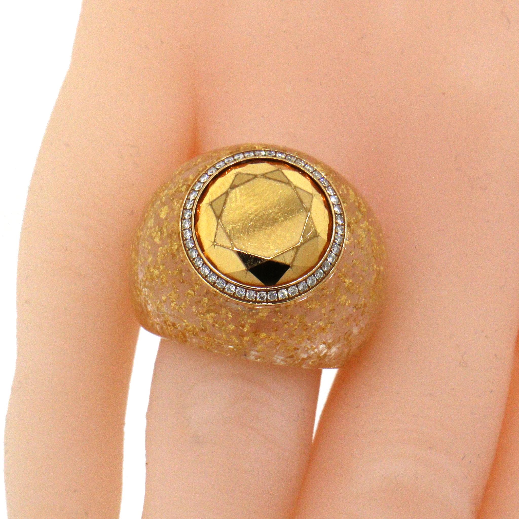 Chopard Diamond Resin Ring - Golden Diamond Collection For Sale 3