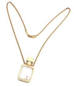 Chopard Diamond Ruby Happy Bottle Yellow Gold Pendant Necklace