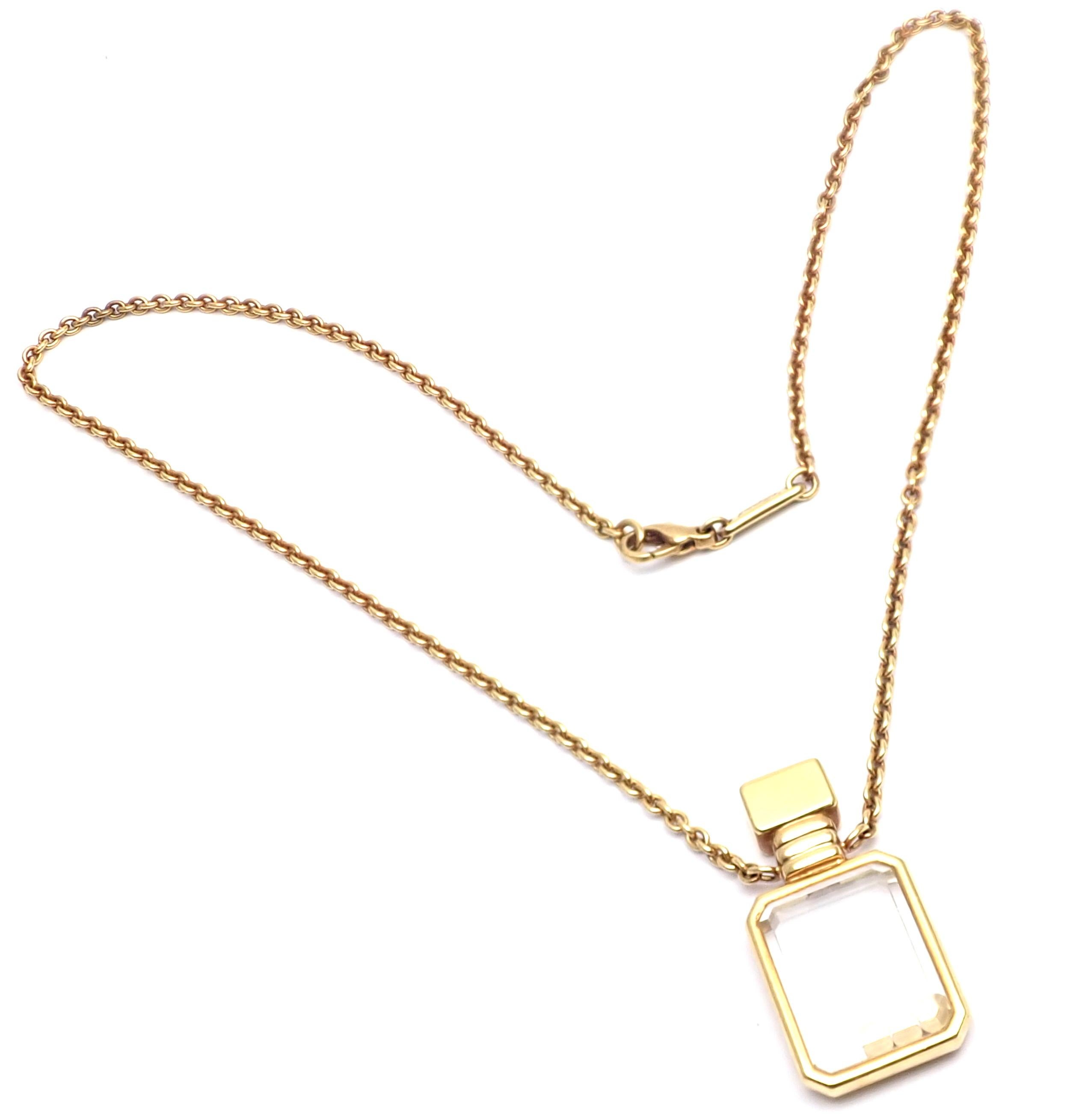 Women's or Men's Chopard Diamond Ruby Happy Bottle Yellow Gold Pendant Necklace