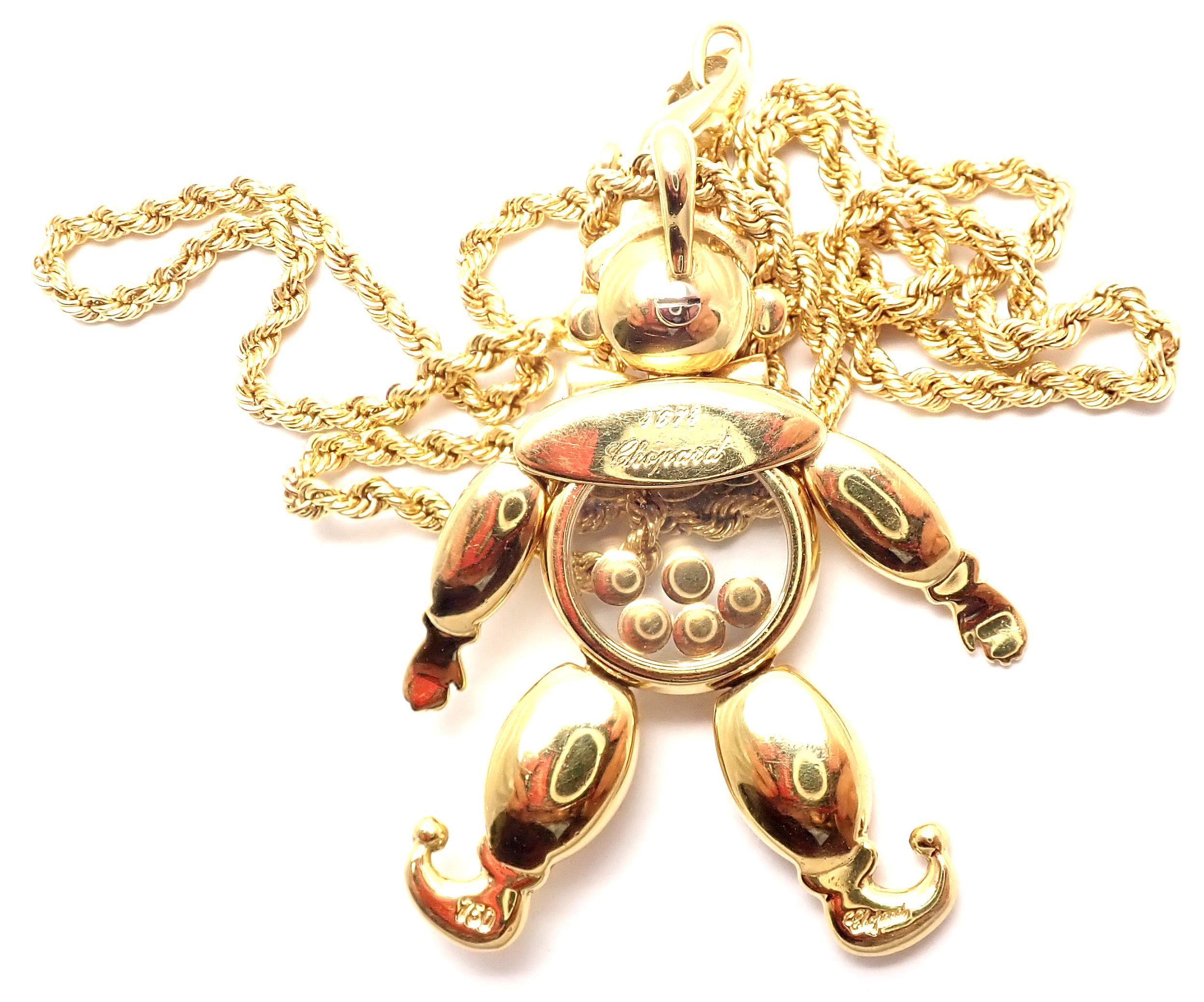 Chopard Diamond Ruby Sapphire Emerald Happy Clown Yellow Gold Pendant Necklace 3