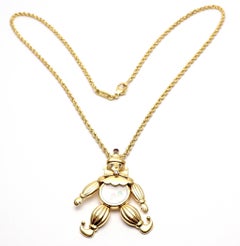 Chopard Diamond Ruby Sapphire Emerald Happy Clown Yellow Gold Pendant Necklace
