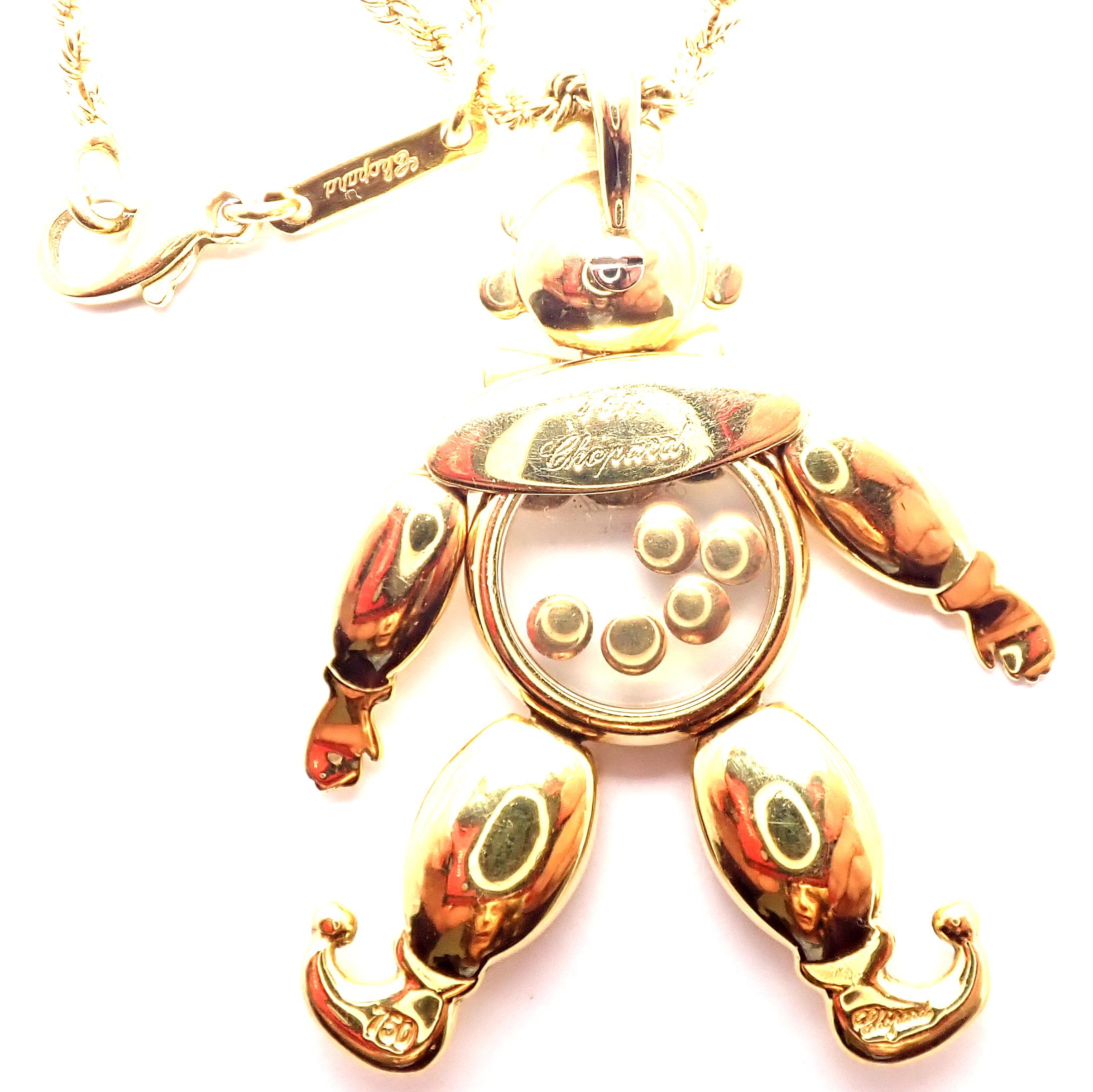 Women's or Men's Chopard Diamond Ruby Sapphire Emerald Happy Clown Yellow Gold Pendant Necklace