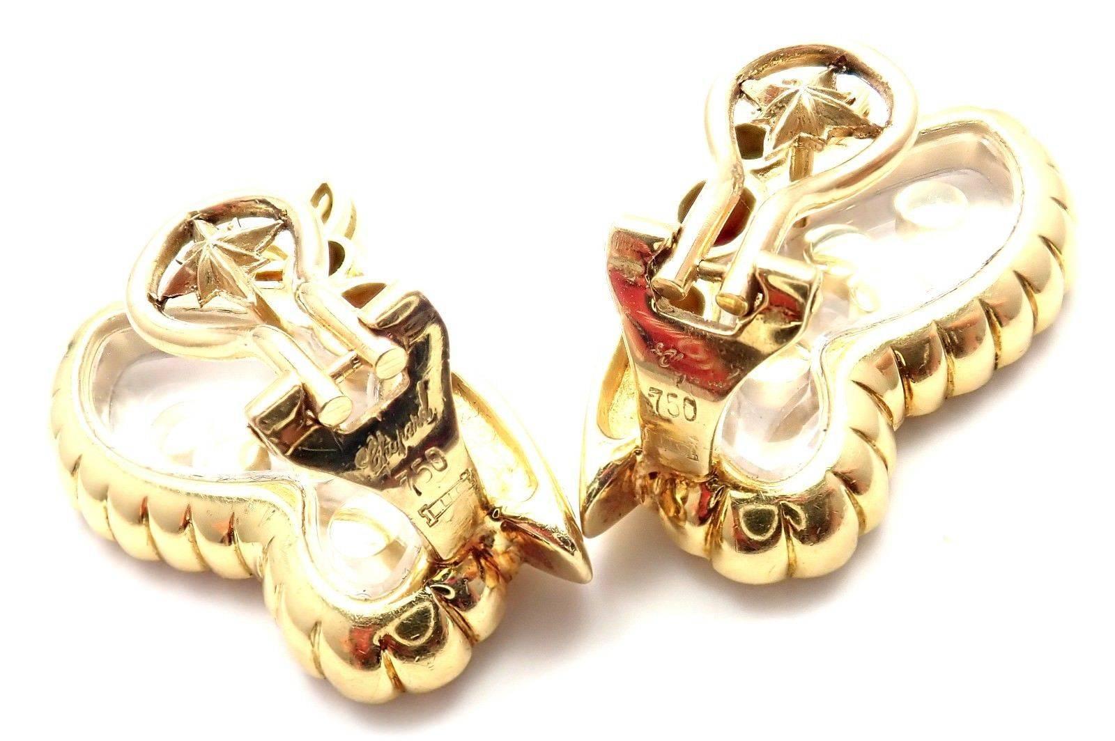 Chopard Diamond Ruby Sapphire Happy Butterfly Yellow Gold Earrings 5