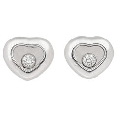 Chopard - Boucles d'oreilles cœur Happy Diamonds en or blanc 18 ct serties de diamants