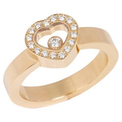 Chopard Diamond Set 18 Carat Yellow Gold Heart Design Happy Diamonds Ring