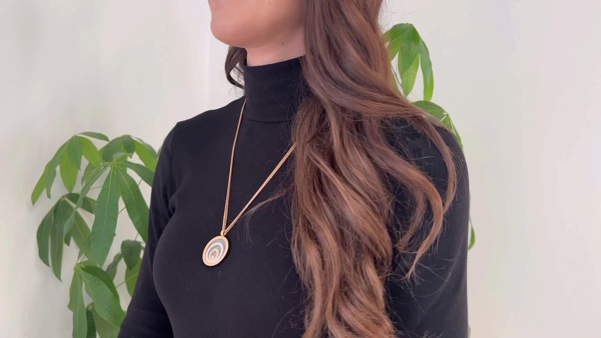 Chopard Diamond Swiss 18K Tri Color Gold Happy Spirit Floating Necklace In Excellent Condition In Beverly Hills, CA