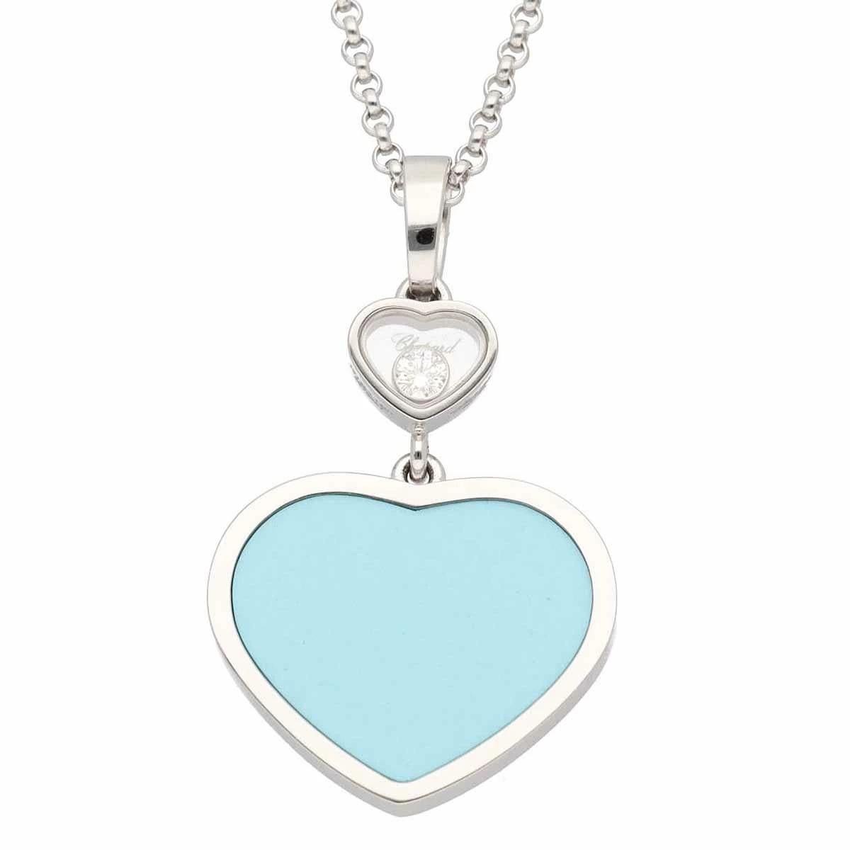 ■ Item Number: 24431002
■ Brand: Chopard
■ Product Name: Happy Hearts Pendant Necklace
■ Material: 1P Diamond (0.05ct), 1P Turquoise, 750 K18 WG White Gold
■ Weight: Approximately 9.2g (Approx.)
■ Necklace Length: Approximately 42-45cm /