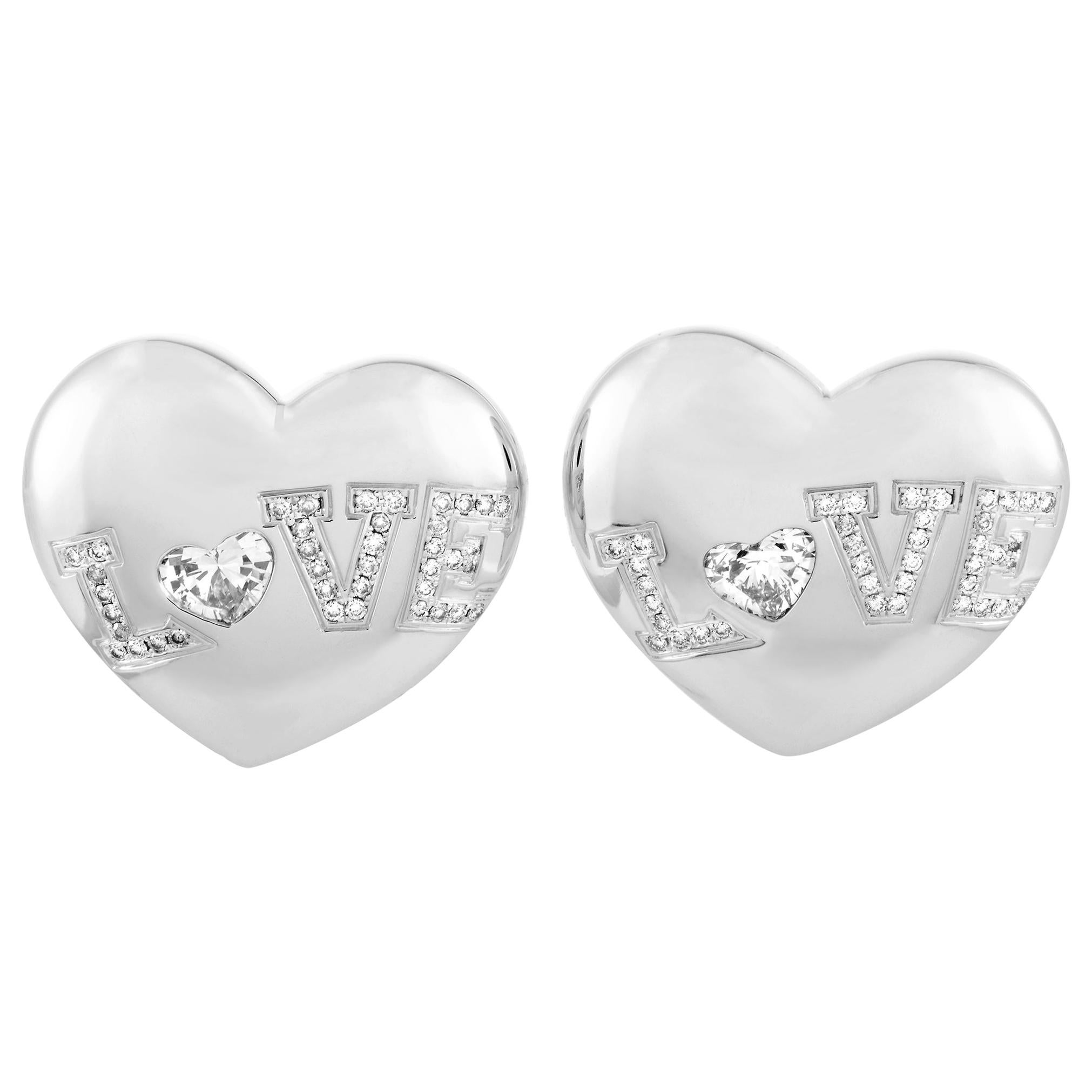 Chopard Diamond White Gold Heart Earrings