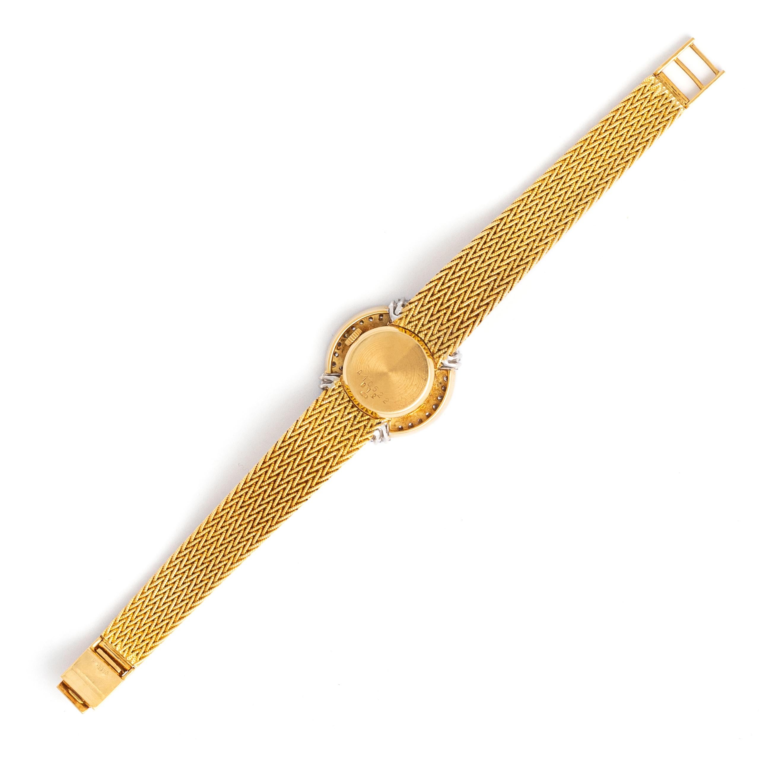 Rétro Chopard Montre-bracelet en or jaune 18 carats avec diamants en vente