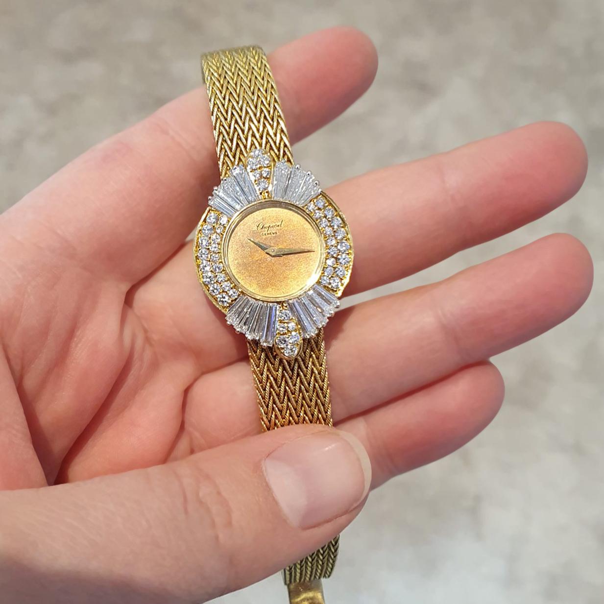 Chopard Montre-bracelet en or jaune 18 carats avec diamants en vente 1