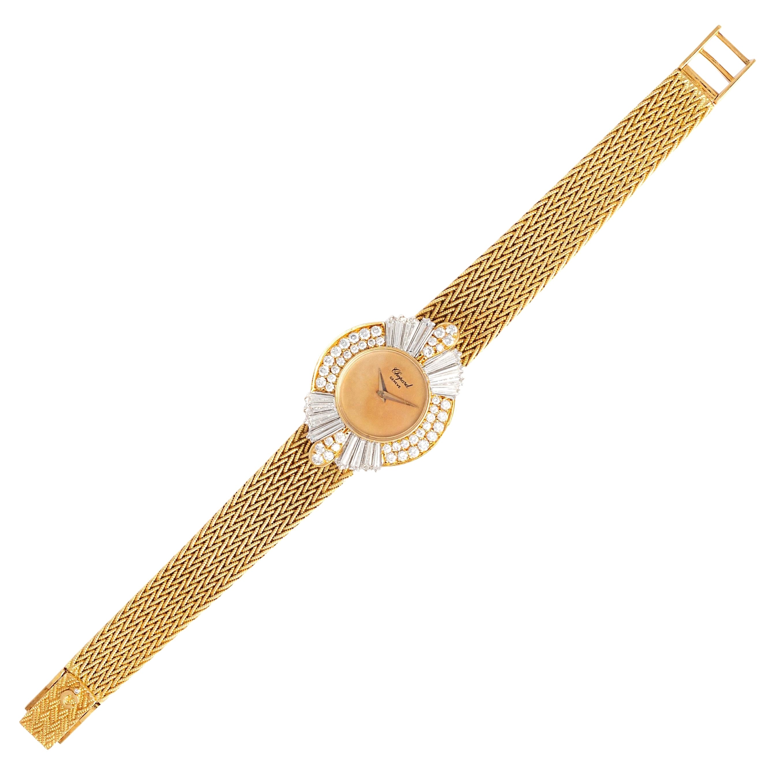 Chopard Montre-bracelet en or jaune 18 carats avec diamants en vente