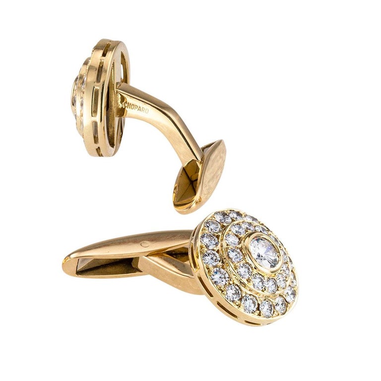 Chopard Diamond Yellow Gold Cufflinks at 1stDibs